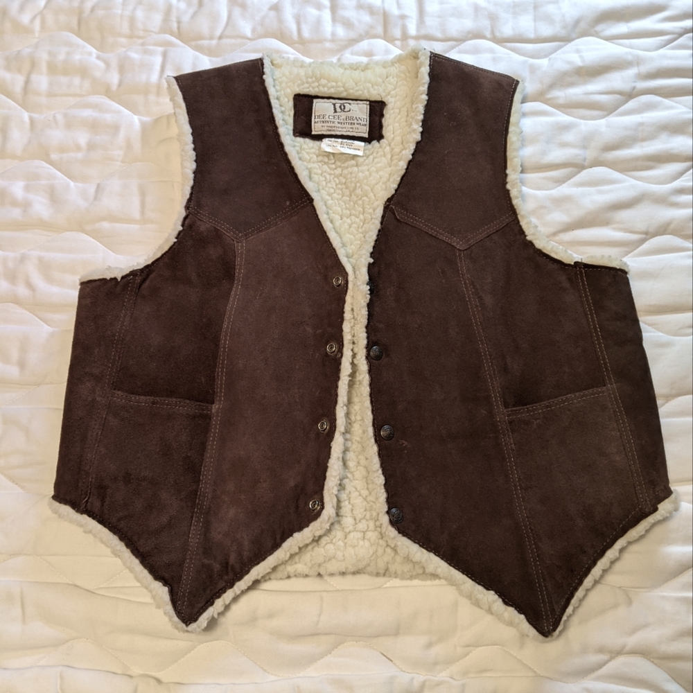 Retro Dee Cee Brand Authentic Western Wear Dark Brown Button Up Suede Vest